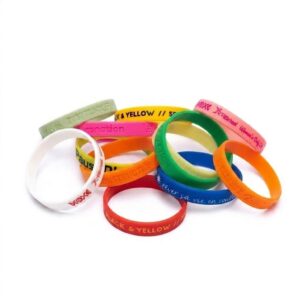 Braccialetti in silicone con stampa a rilievo o in incavo, in tinta con il colore Pantone (12 mm)