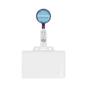 Bobina per badge retrattile di forma rotonda con logo ⌀2,8cm.