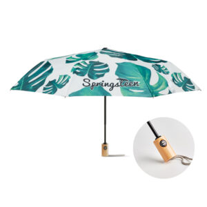 Ombrello antivento ⌀95cm/21″. Manico in legno e apertura automatica.