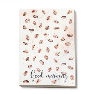Notebook A5 con copertina morbida in carta da caffè con fogli stampati con il tuo disegno.
