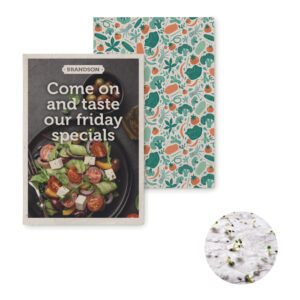 Carta da semina A4 da piantare con la vostra grafica. 8 diverse opzioni di semi disponibili!